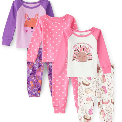 The Children's Place 4 Piece Pajama Set and Long Sleeve T-Shirt for Kids Comfortable Fit 100% Cotton Critter 3 Pack 4 Years Critter 3 Pack Critter 3 Pack 4 Years, Critter 3 Pack, 4 ans