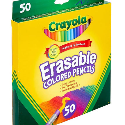 Crayola Erasable Colored Pencils, Coloring Book Essentials, 50 Count