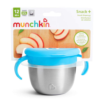 Munchkin� Snack+� Stainless Steel Snack Catcher Cup with Lid, 9 Ounce, Blue, 1 Pack