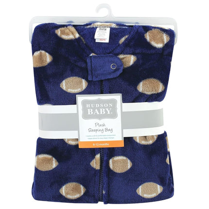 Hudson Baby Unisex Baby Plush Sleeping Bag, Sack, Blanket, Sleeveless Football, 12-18 Months