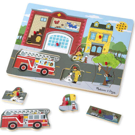 Melissa & Doug Alrededor de la estación de bomberos: Paquete de rompecabezas de sonido con 1 minipad rasca y divertido compatible con M&D (00736)
