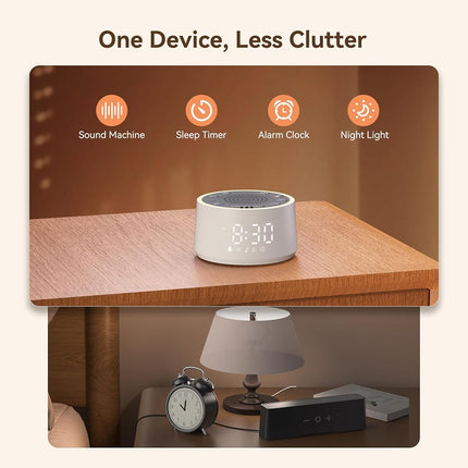 Dreamegg D1 Nova, 3 in 1 White Noise Machine, Alarm Clock with Light, White