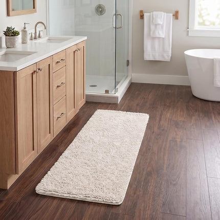 Bedford Home Memory Foam Shag Bath Mat 2-Feet by 5-Feet, White