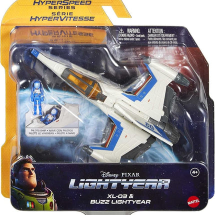 Disney Pixar Lightyear Hyperspeed Series XL-03 Spaceship & Buzz Lightyear Figure, 6.3 Inch Long Vehicle & 1.25 Inch Figure, Toy 4 Years & Up