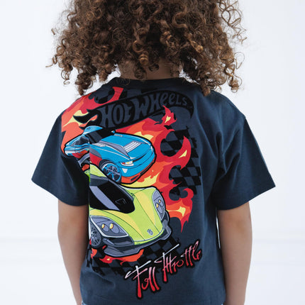 Hot Wheels Toddler Boys 3 Pack T-Shirts Black/Pale Blue 3T