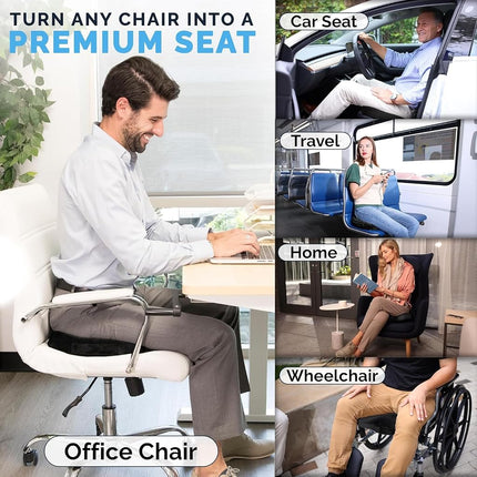 Cojín de asiento con gel ComfiLife para silla de escritorio – Cojín prémium con gel y espuma viscoelástica para silla de oficina, cojín de asiento de coche para conducir, jugar – Cojines de silla para aliviar el dolor de espalda y ciática (negro)
