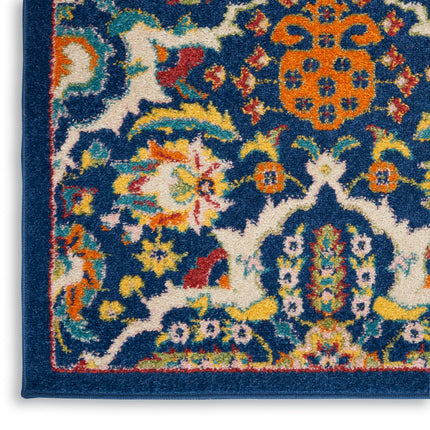Nourison Allur Contemporary Navy Multicolor 5'3" x 7'3" Area Rug, Easy Clean, Non Shedding, Bed Room, Living Room, Dining Room, Kitchen (5x7)
