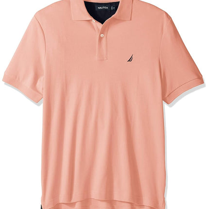 Nautica Men's Big and Tall Classic Fit Short Sleeve Solid Soft Cotton Polo Shirt, Coral Sands, 1X