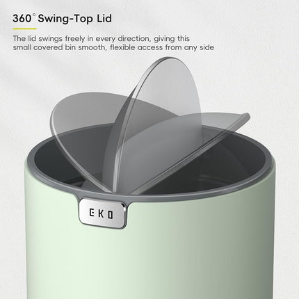 EKO 2.2L Mini Desk Bin with Swing Lid, Tabletop Rubbish Bin, Sage
