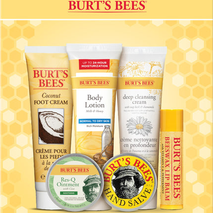 Burt's Bees Timeless Minis Kit with Coconut Foot Cream, Milk & Honey Body Lotion, Soap Bark & Chamomile Deep Cleansing Cream, Res-q Ointment, Hand Ointment and Beeswax Lip Balm