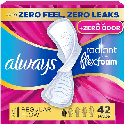 Always Radiant Feminine Pads for Women, Flexfoam P
