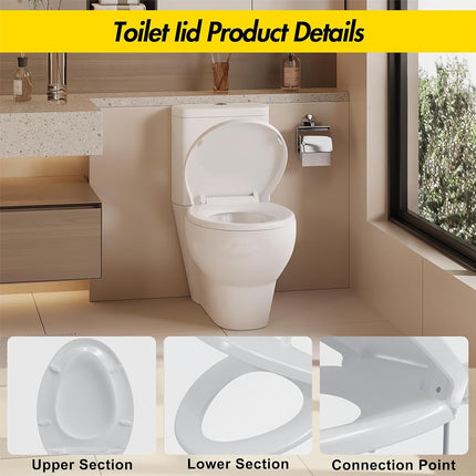 Round Toilet Seat Cover – PP Quick Release Flat Toilet Seat, White Easy-Remove Design for Simple Cleaning & Everyday Comfort