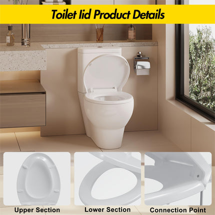 Round Toilet Seat Cover – PP Quick Release Flat Toilet Seat, White Easy-Remove Design for Simple Cleaning & Everyday Comfort
