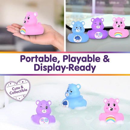 Care Bears Rubber Ducks – Collectible Character Toys for Bath, Gifting, and Car Dashboards – Cheer Bear, Grumpy Bear & Share Bear – 3 Pack