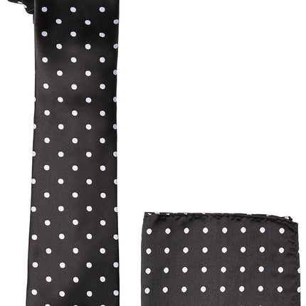 Stacy Adams Men's Satin Dot Tie Set, Black/White, 
