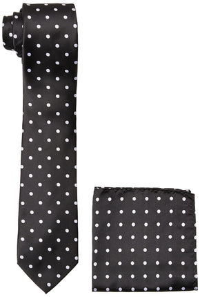 Stacy Adams Men's Satin Dot Tie Set, Black/White, 
