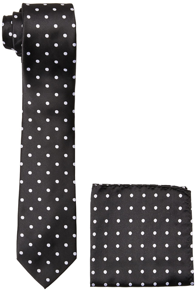 Stacy Adams Men's Satin Dot Tie Set, Black/White, 