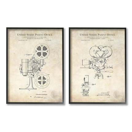 Stupell Industries Schéma de brevet de projecteur de cinéma d'époque, design de Karl Hronek