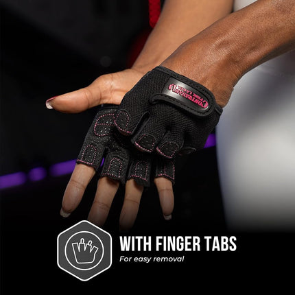 Contraband Pink Label 5537 Womens Micro Weight Lifting Gloves w/Grip-Lock Silicone Padding (Pair) - Minimalist Half Gloves - Apple Watch Friendly (Black, Small)