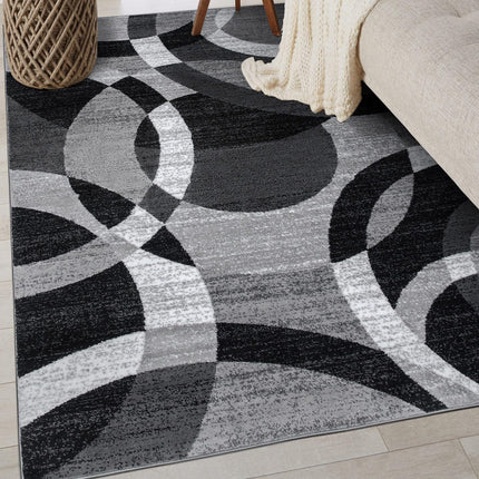 Rugshop Gray Medium Indoor Area Rug, Abstract Circles, High-Traffic, Non-Shedding, for Living Room, Home Office and Bedroom, 4' x 6'