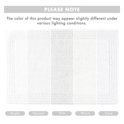 MADISON PARK SIGNATURE Splendor Reversible 100% Cotton Tufted Bathroom Rug-3000 GSM Hotel Quality Luxurious Plush High Pile Bath Mat Absorbent, Quick Dry, Shower Room Décor, 24x72, White