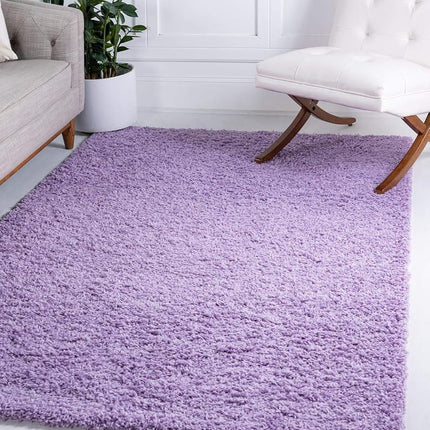 Unique Loom Solid Shag Collection Lilac 3 x 5 Area Rug (3' 2" x 5' 2")