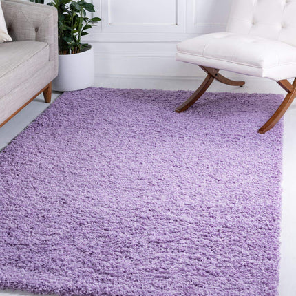 Unique Loom Solid Shag Collection Lilac 3 x 5 Area