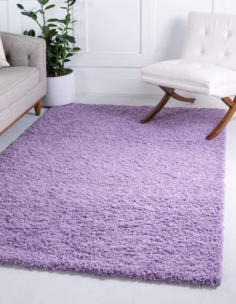 Unique Loom Solid Shag Collection Lilac 3 x 5 Area