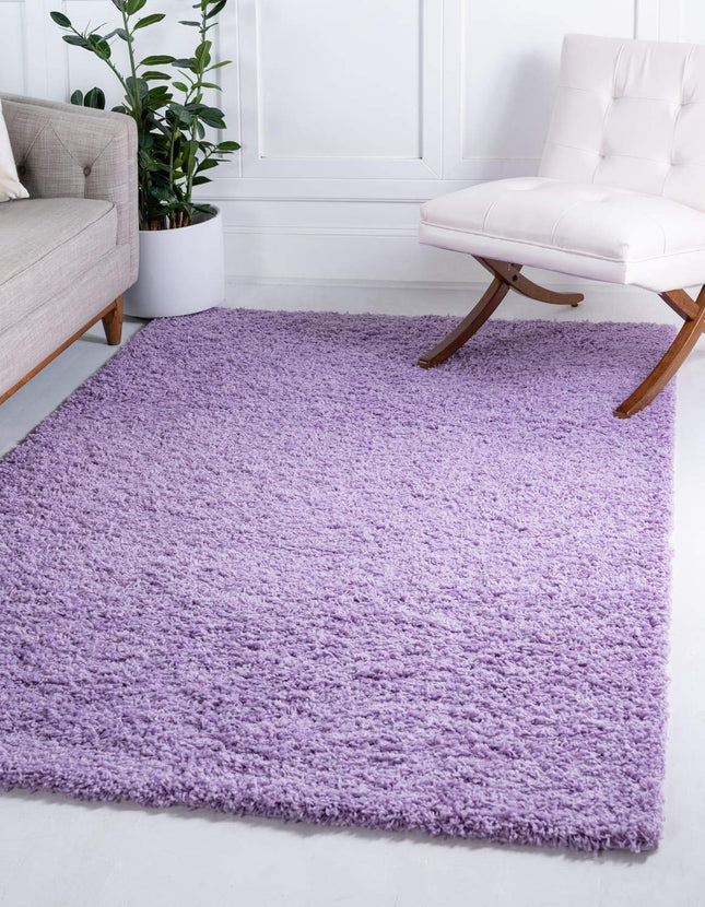 Unique Loom Solid Shag Collection Lilac 3 x 5 Area