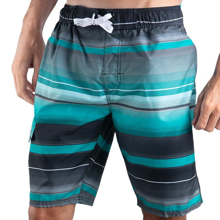 Kanu Surf Men's Barracuda Swim Trunks, 9-inch Inseam (Regular & Extended Sizes), Horizon Black/Green, Large