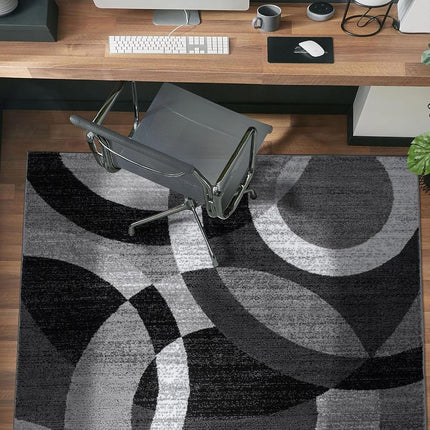 Rugshop Gray Medium Indoor Area Rug, Abstract Circles, High-Traffic, Non-Shedding, for Living Room, Home Office and Bedroom, 4' x 6'
