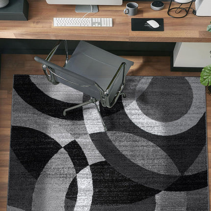 Rugshop Gray Medium Indoor Area Rug, Abstract Circles, High-Traffic, Non-Shedding, for Living Room, Home Office and Bedroom, 4' x 6'