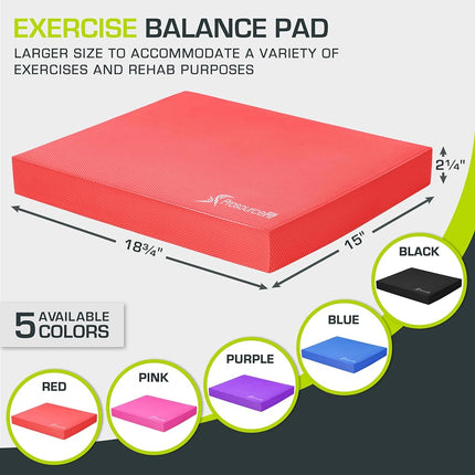 ProsourceFit Exercise Balance Pad – Large Cushioned Non-Slip Foam Mat & Knee Pad for Fitness, Stability Training, Physical Therapy, Yoga 15"x19", Red