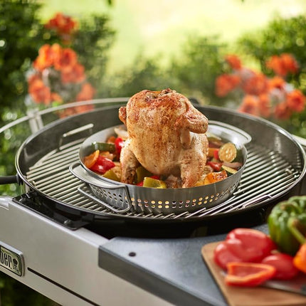 Weber Stainless Steel Poultry Roaster for Gourmet BBQ System - Juicy Grilling of Chicken and Turkey, Dishwasher Safe – Silver (8838)
