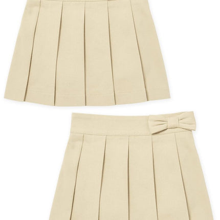 The Children's Place Baby Girls' Uniform Bow Pleated Skort 2 Pack, Sandy 2-Pack, 2T