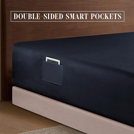 Elegant Comfort 1500 Premium Hotel Quality 18-24 Inches Deep - Extra Deep Pocket Single Fitted Sheet for High Mattress, Luxury and Softest, Smart Pocket - Wrinkle Free, Full, Black