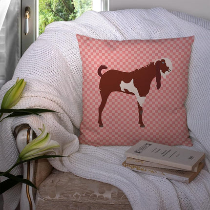 Caroline's Treasures BB7890PW1414 Jamnapari Goat Pink Check Fabric Decorative Pillow Machine Washable, Indoor Outdoor Decorative Pillow for Couch, Bed or Patio, 14Hx14W