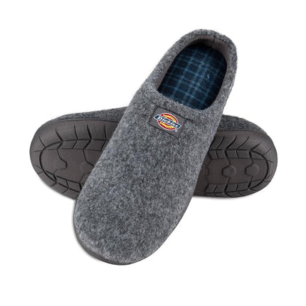Chaussons en mousse à mémoire de forme Dickies pour hommes, ouverts et fermés à l'arrière, avec semelle intérieure/extérieure, feutre gris, XX-Large