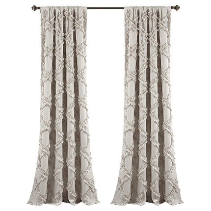 Lush Decor Ruffle Diamond Window Curtain Panel Pair, 84 in x 54 in, Neutral
