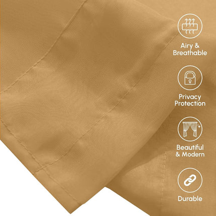 Elegant Comfort 2-Piece Sheer Panel with 2inch Rod Pocket - Window Curtains 60-inch Width X 84-inch Length - Tan