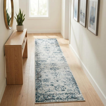 Unique Loom 3134067 Alfombra de corredor de área envejecida vintage tradicional oriental de la colección Sofía de 2 pies (0.6 m x 4 m), 2.5 x 13, Azul claro