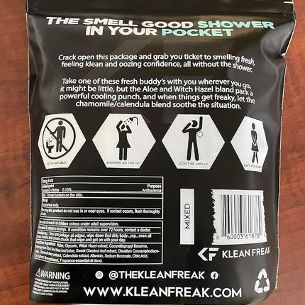 12pc Klean Freak 28x28cm Body Cleansing Wipes Disposable All Natural Coconut