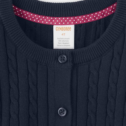 Gymboree Girls and Toddler Long Sleeve Cable Knit Cardigan Sweater, Navy Slate, 5T