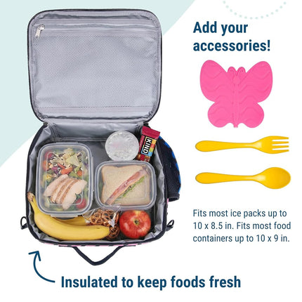 Wildkin ECO rPET Next Gen Lunch Box for Boys and Girls - Durable Exterior and Insulated Interior with Multiple Carrying Options, Keep Your Food Fresh for School & Travel Lunch Box - Rainbow Hearts