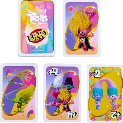 Mattel Games UNO Trolls 3: Band Together Card Game for Kids, Adults & Game Night Featuring Trolls Characters & Special Rule