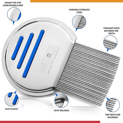 Lice Comb - (Pack of 12) Head Lice Treatment that's Individually Packaged Professional Stainless Steel Louse and Nit Combs Removes Eggs with Rounded Tips for Comfort