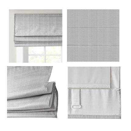 Madison Park Galen Cordless Roman Shades - Fabric Privacy Panel Darkening, Energy Efficient, Thermal Insulated Window Blind Treatment, for Bedroom, Living Room Decor, 39" x 64", Grey