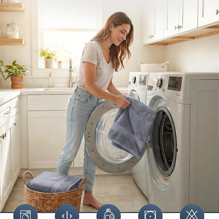 LANE LINEN - 6-100% Cotton Bath Towels Set, Extra Large Bath Towels, Hotel Towels, 2 Bath Towels, 2 Hand Towels for Bathroom, 2 Wash Cloths for Your Body, Grey