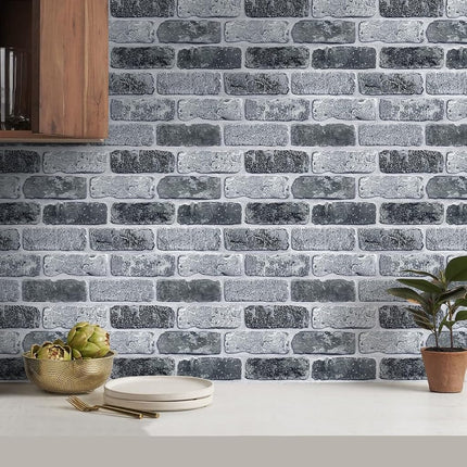 COMSTICKC 3D Brick Wall Panels, Peel and Stick Brick Tiles (Whitewash Gray -2)