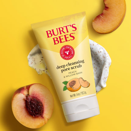 Burt's Bees - Exfoliante de limpieza profunda - Melocotón y Sauce 120ml (Paquete de 3)